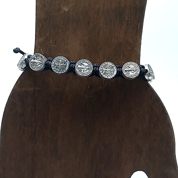 St. Benedict Medal Black Nylon Cord Unisex Bracelet NWOT - Picture 13 of 15